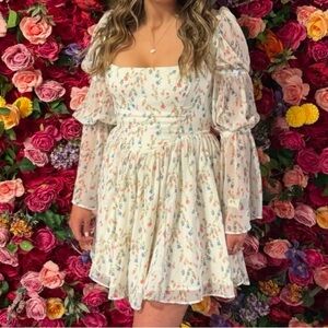 House Of CB Sancia Floral Print Corset Long Sleeve Minidress
